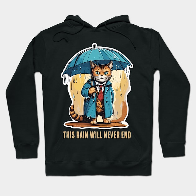 depressed cat in the rain Hoodie by Kingrocker Clothing